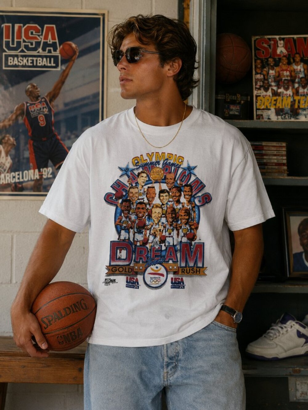 1992 Dream Team Basketball Olympic  T-Shirt Men's SZ L Y2K Streetwear